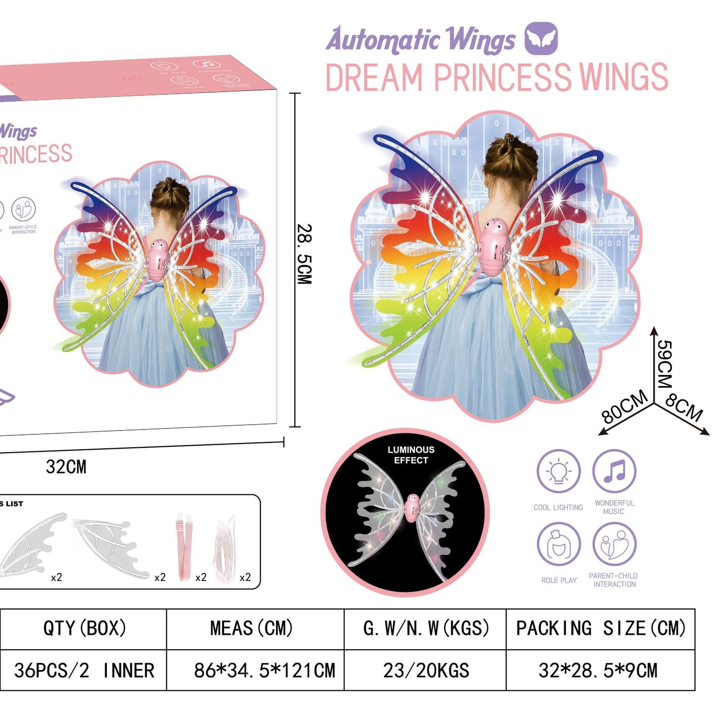 Girls Electrical Butterfly Wings With Lights Glowing Shiny Dress Up Moving Fairy Wings For Birthday Wedding Christmas Halloween | Brodtica USA - Brodtica Girls Electrical Butterfly Wings With Lights Glowing Shiny Dress Up Moving Fairy Wings For Birthday Wedding Christmas Halloween | Brodtica USA Turn on the power switch and watch the elegant, colorful wings flap, Special Occasions & Birthday