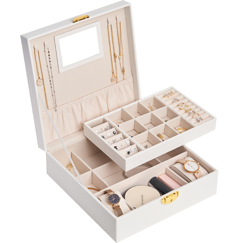 New Double Layer Lock Jewelry Storage Box | Brodtica.com - Brodtica New Double Layer Lock Jewelry Storage Box | Brodtica.com Brodtica.com | USA Keep your jewelry organized and secure with the new Double Layer Lock Jewelry Storage Box - a stylish and practical addition to your collection. Product information: Product Category: Jewelry Box Material: leather Style: Europe and America Pattern: plain Specifications: 25*25*9.5cm Color: black, white, orange pink, dark green Packing list: Jewelry Storage Box*1