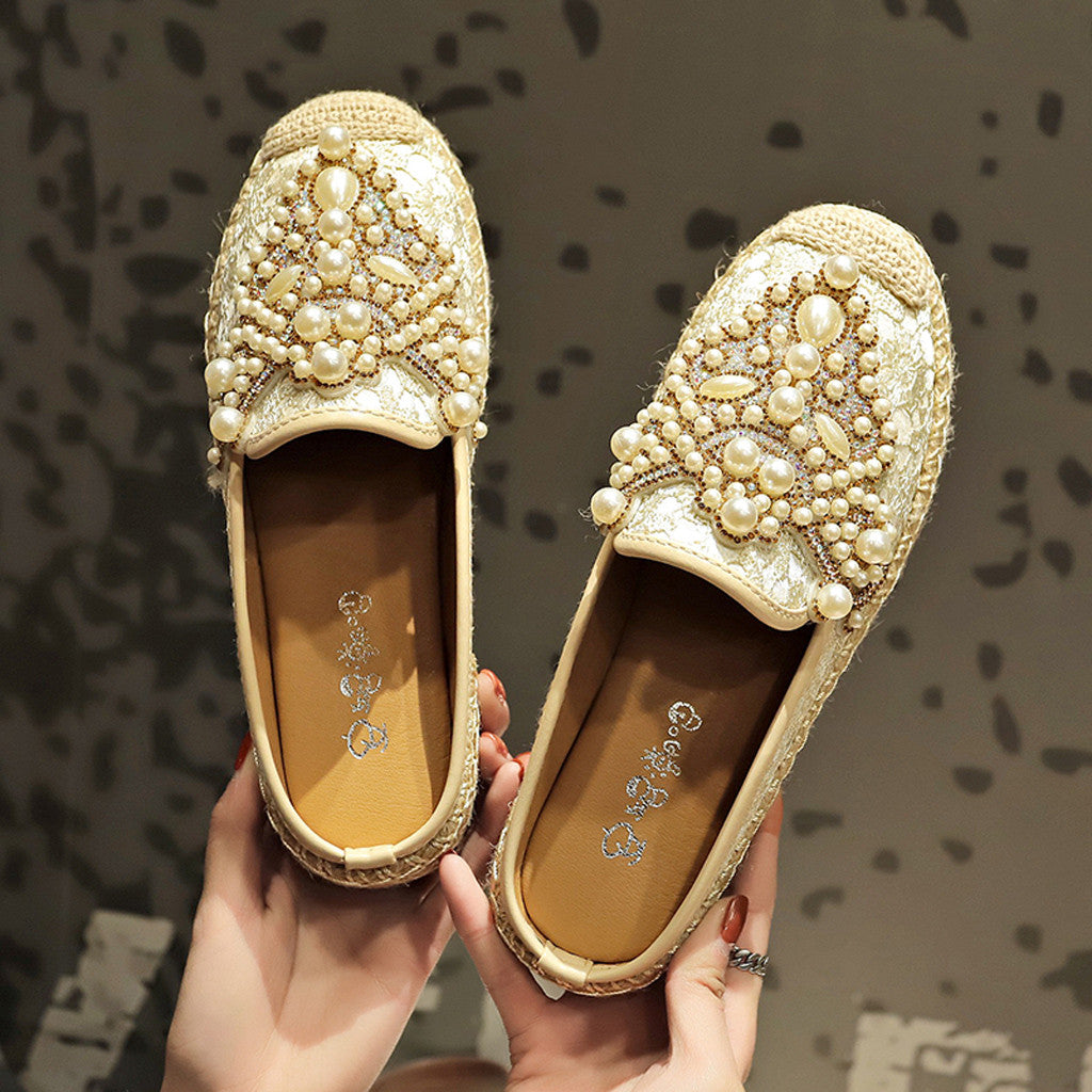Rhinestone beaded lazy fisherman shoes | Brodtica.com - Brodtica Rhinestone beaded lazy fisherman shoes | Brodtica.com Brodtica.com | USA Fisherman-style shoes with rhinestone and bead embellishments, providing a unique and stylish touch to any outfit. Upper material: fabric Sole Material: Rubber Lining material: PU Closed way: slip-on