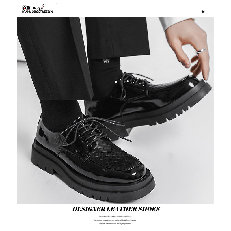 Japanese Leather Shoes Men's Summer Retro Trend Wild Black Single Shoes Lace-Up style | Brodtica.com - Brodtica