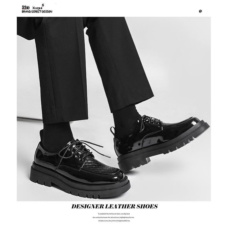 Japanese Leather Shoes Men's Summer Retro Trend Wild Black Single Shoes Lace-Up style | Brodtica.com - Brodtica