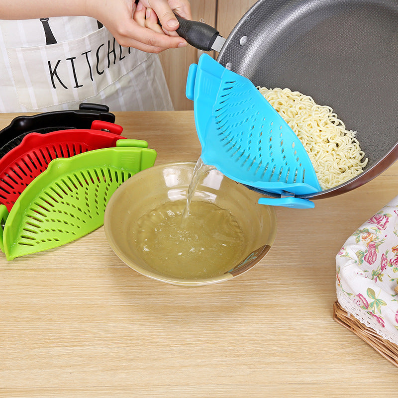 Silicone Clip-on Pot Pan Bowl Funnel Oil Strainer Creative Rice Washing Colander for Draining Liquid Fits All Pot Size | Brodtica.com - Brodtica