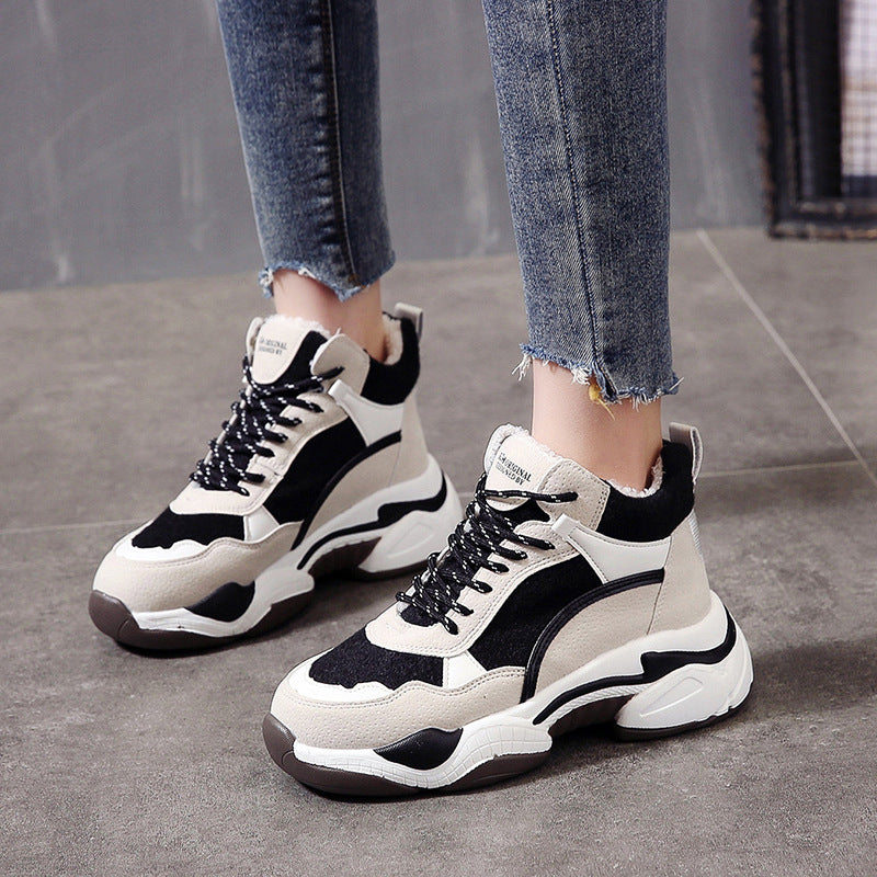 Plush High Top Shoes Women's Sports Casual both | Brodtica.com - Brodtica Plush High Top Shoes Women's Sports Casual both | Brodtica.com Brodtica.com | USA Women's plush high-top shoes, suitable for both sports and casual wear, providing comfort and style. Upper material: Canvas Sole Material: Rubber Applicable gender: Female Upper height: High Sole craft: Viscose shoes Cortical features: Sheep suede Function: Increase Pattern: Plain Inside material: Cloth Heel shape: Thick sole Color: Black, beige, beige