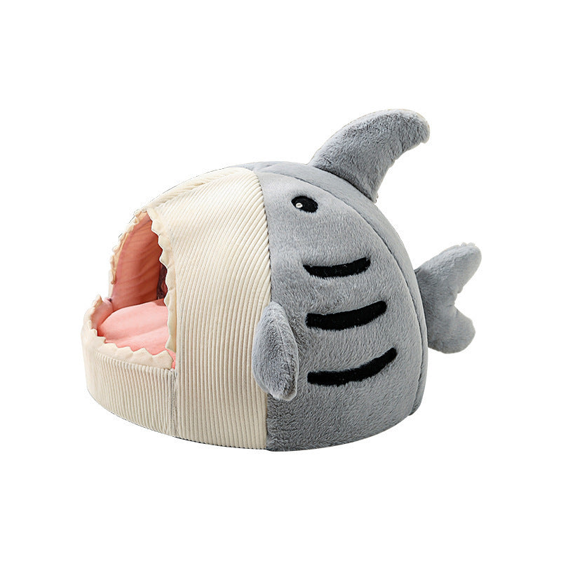 Shark Cat Kennel Dog Kennel Warm Yurt Semi-closed Four Seasons Universal Pet Bed | Brodtica.com - Brodtica