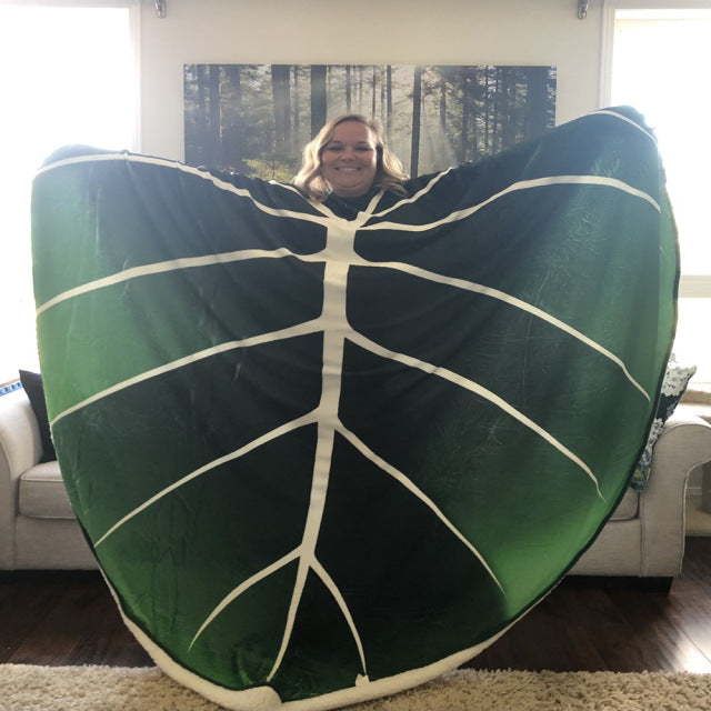 Super Soft Philodendron Gloriosum Printed Green Leaves Giant Blanket Fleece Cozy Leaf Blanket | Brodtica.com - Brodtica