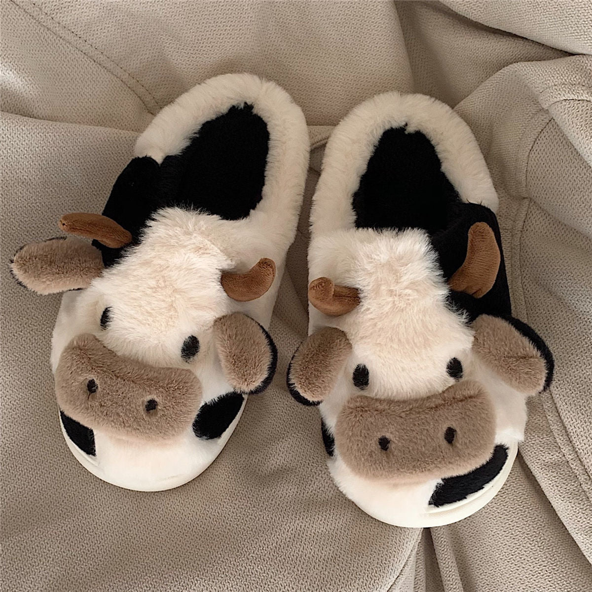 Soft and Comfy Cow House Slippers - Fluffy Cozy and Adorable Cow Print | Brodtica.com - Brodtica