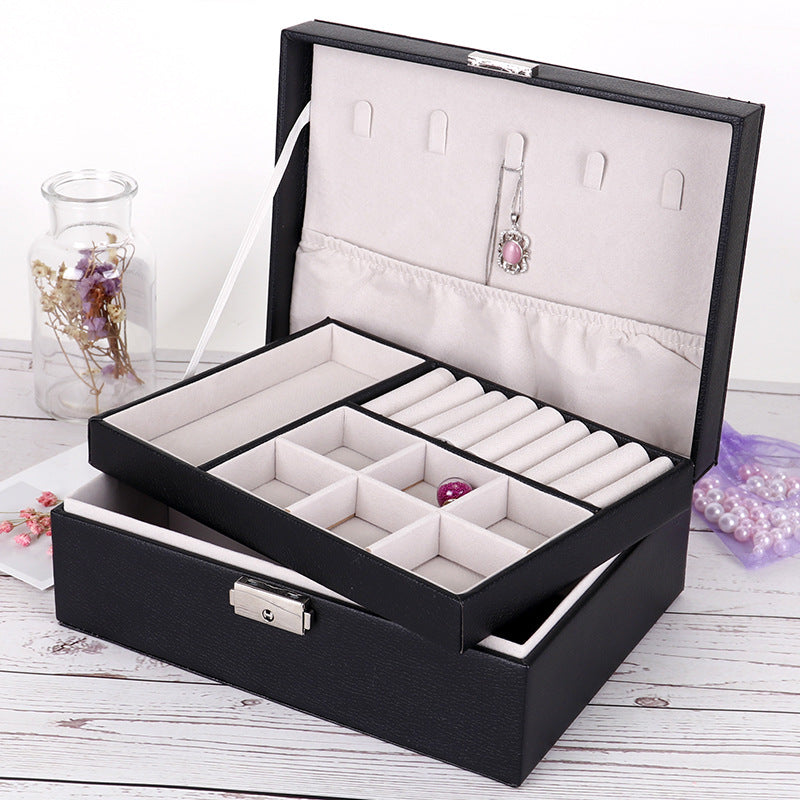 PU Leather Double-layer Jewelry Box Jewelry Storage Bag | Brodtica.com - Brodtica PU Leather Double-layer Jewelry Box Jewelry Storage Bag | Brodtica.com Brodtica.com | USA Double-layer jewelry box made of PU leather, perfect for storing and organizing jewelry items. Product information: Material: Wood + Leather Packing type: Packing box Purpose: Jewelry storage box Color: Double black, double pink, double white, single black, single pink, single white Specification: Jewelry box