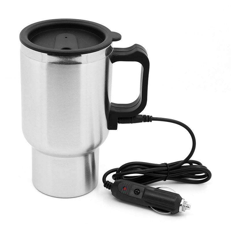 Stainless Steel Vehicle Heating Cup Electric Heating Car Kettle Camping Travel Coffee Milk Thermal Mug | Brodtica.com - Brodtica
