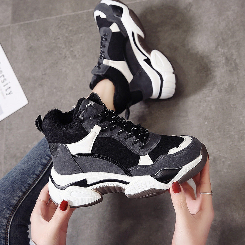 Plush High Top Shoes Women's Sports Casual both | Brodtica.com - Brodtica Plush High Top Shoes Women's Sports Casual both | Brodtica.com Brodtica.com | USA Women's plush high-top shoes, suitable for both sports and casual wear, providing comfort and style. Upper material: Canvas Sole Material: Rubber Applicable gender: Female Upper height: High Sole craft: Viscose shoes Cortical features: Sheep suede Function: Increase Pattern: Plain Inside material: Cloth Heel shape: Thick sole Color: Black, beige, beige