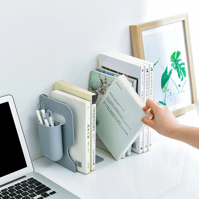 Retractable Bookends Shelves Book Support Stand Adjustable Bookshelf With Pen Holder Desk Organizer Office Accessories | Brodtica.com - Brodtica