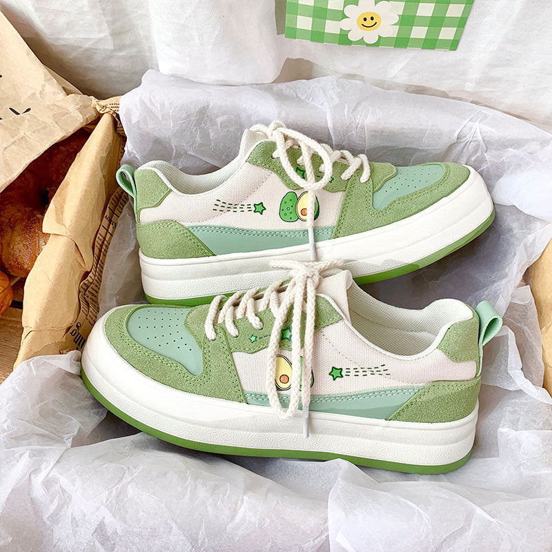 Schoolgirls Canvas Shoes Thick Bottom White Retro Sneakers | Brodtica.com - Brodtica