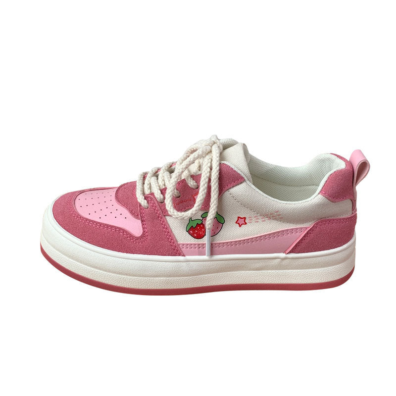 Schoolgirls Canvas Shoes Thick Bottom White Retro Sneakers | Brodtica.com - Brodtica