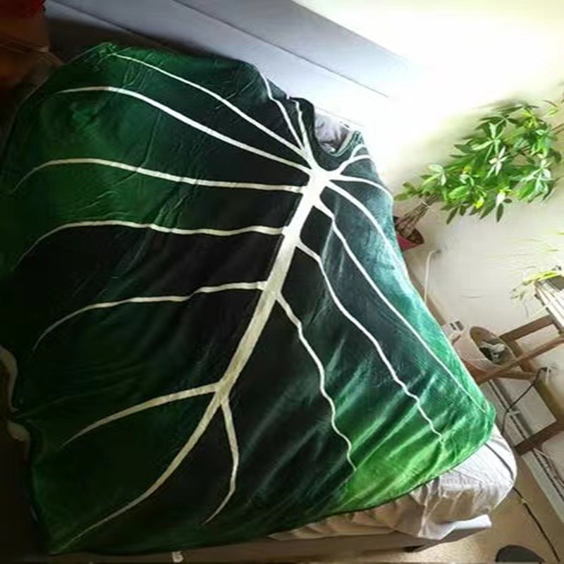 Super Soft Philodendron Gloriosum Printed Green Leaves Giant Blanket Fleece Cozy Leaf Blanket | Brodtica.com - Brodtica