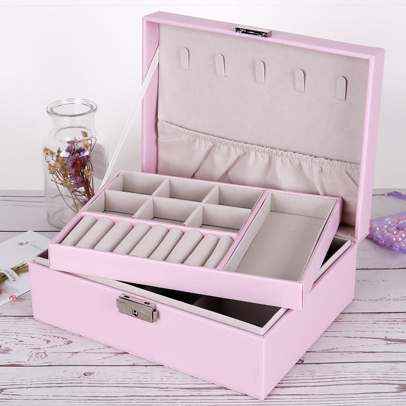 PU Leather Double-layer Jewelry Box Jewelry Storage Bag | Brodtica.com - Brodtica PU Leather Double-layer Jewelry Box Jewelry Storage Bag | Brodtica.com Brodtica.com | USA Double-layer jewelry box made of PU leather, perfect for storing and organizing jewelry items. Product information: Material: Wood + Leather Packing type: Packing box Purpose: Jewelry storage box Color: Double black, double pink, double white, single black, single pink, single white Specification: Jewelry box