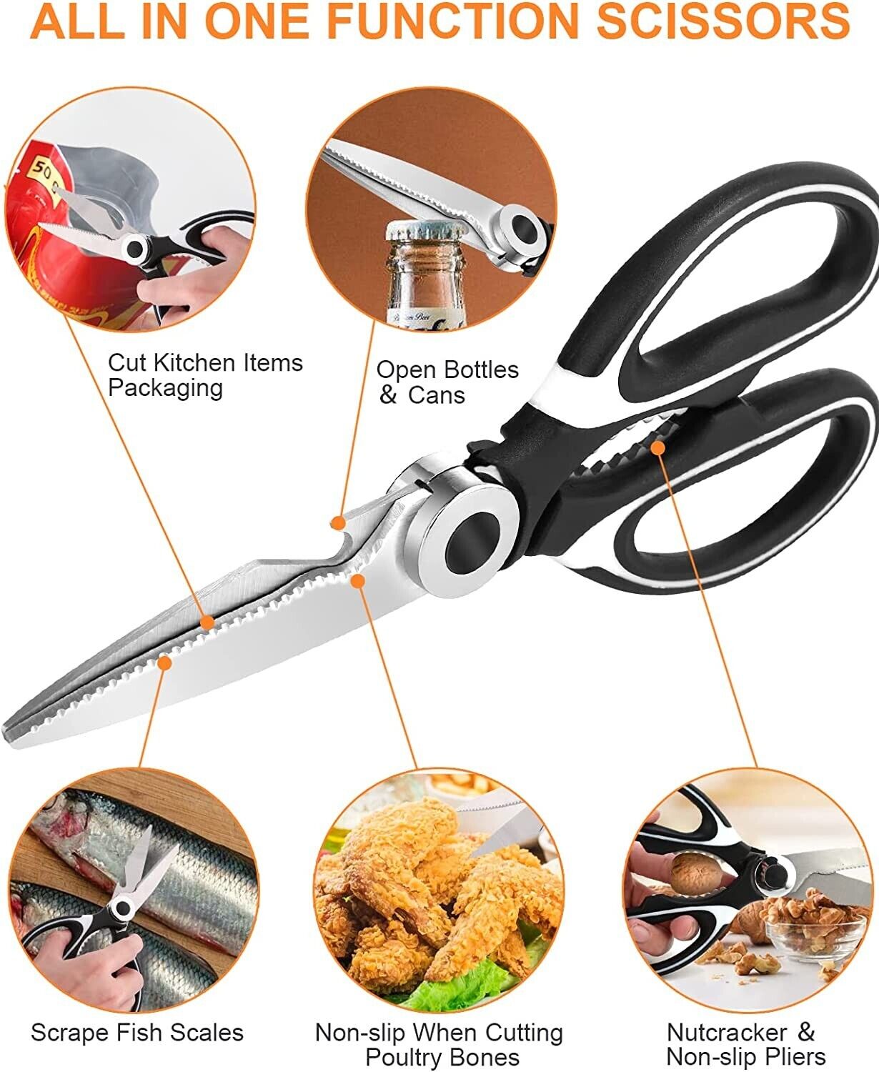 2PC Kitchen Shears Utility Kitchen Scissors Stainless Steel HEAVY DUTY Meat Tool | Brodtica.com - Brodtica
