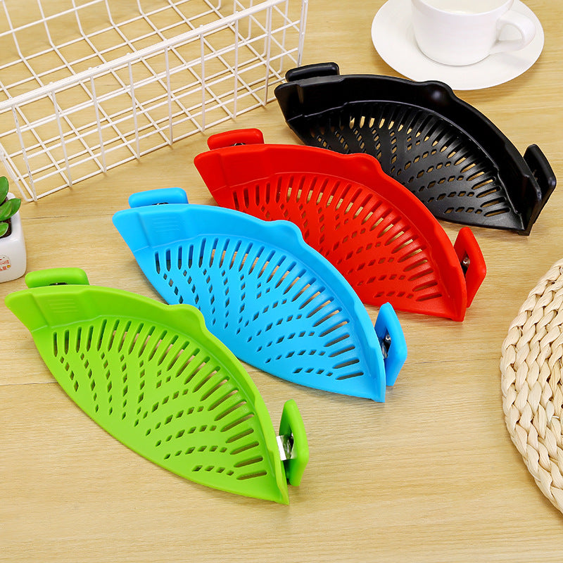 Silicone Clip-on Pot Pan Bowl Funnel Oil Strainer Creative Rice Washing Colander for Draining Liquid Fits All Pot Size | Brodtica.com - Brodtica