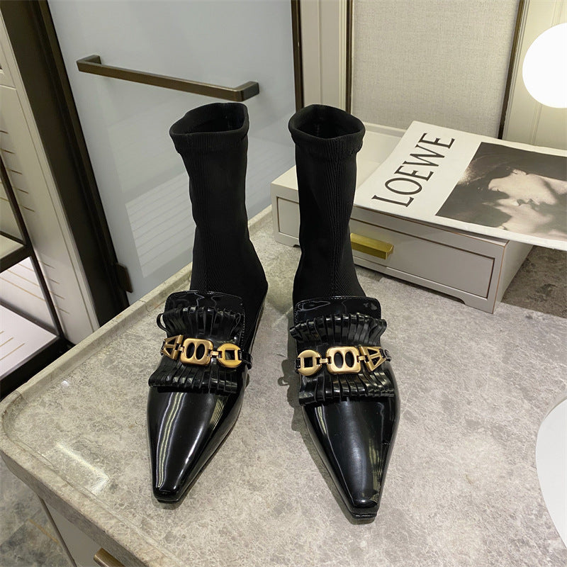 Martin Boots Flat Patent Leather Wool Socks And Ankle Boots | Brodtica.com - Brodtica