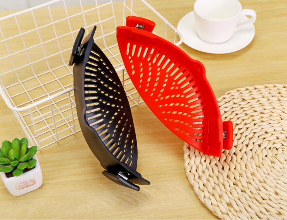 Silicone Clip-on Pot Pan Bowl Funnel Oil Strainer Creative Rice Washing Colander for Draining Liquid Fits All Pot Size | Brodtica.com - Brodtica