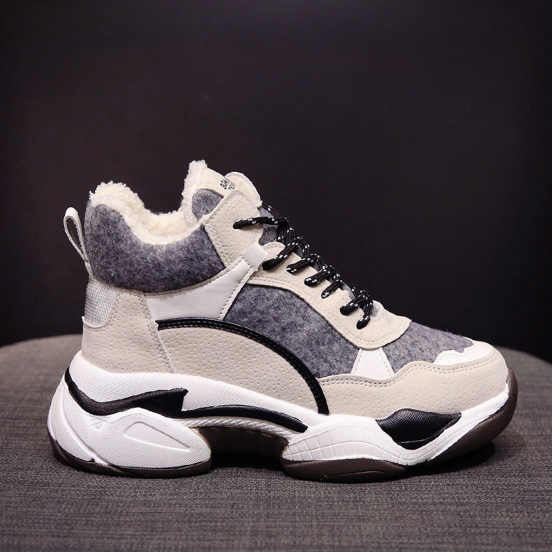 Plush High Top Shoes Women's Sports Casual both | Brodtica.com - Brodtica Plush High Top Shoes Women's Sports Casual both | Brodtica.com Brodtica.com | USA Women's plush high-top shoes, suitable for both sports and casual wear, providing comfort and style. Upper material: Canvas Sole Material: Rubber Applicable gender: Female Upper height: High Sole craft: Viscose shoes Cortical features: Sheep suede Function: Increase Pattern: Plain Inside material: Cloth Heel shape: Thick sole Color: Black, beige, beige