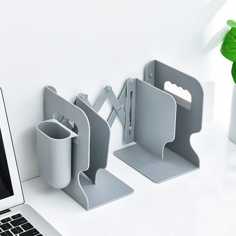 Retractable Bookends Shelves Book Support Stand Adjustable Bookshelf With Pen Holder Desk Organizer Office Accessories | Brodtica.com - Brodtica