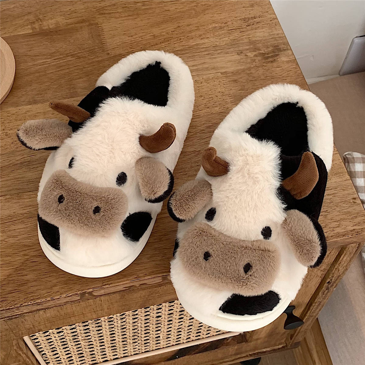 Soft and Comfy Cow House Slippers - Fluffy Cozy and Adorable Cow Print | Brodtica.com - Brodtica