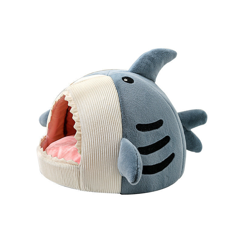 Shark Cat Kennel Dog Kennel Warm Yurt Semi-closed Four Seasons Universal Pet Bed | Brodtica.com - Brodtica