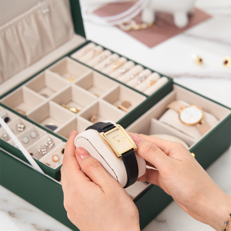 New Double Layer Lock Jewelry Storage Box | Brodtica.com - Brodtica New Double Layer Lock Jewelry Storage Box | Brodtica.com Brodtica.com | USA Keep your jewelry organized and secure with the new Double Layer Lock Jewelry Storage Box - a stylish and practical addition to your collection. Product information: Product Category: Jewelry Box Material: leather Style: Europe and America Pattern: plain Specifications: 25*25*9.5cm Color: black, white, orange pink, dark green Packing list: Jewelry Storage Box*1