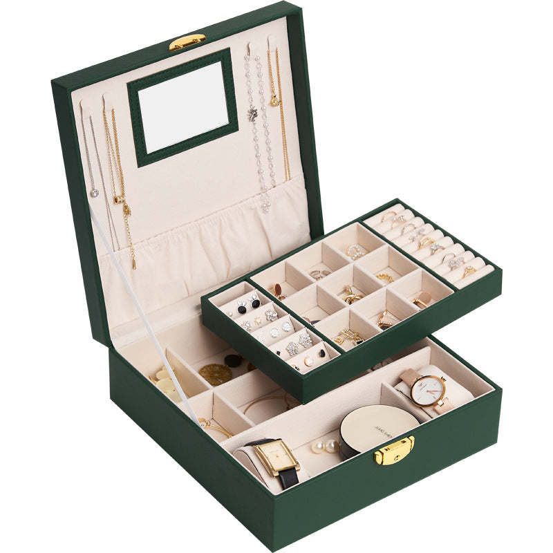 New Double Layer Lock Jewelry Storage Box | Brodtica.com - Brodtica New Double Layer Lock Jewelry Storage Box | Brodtica.com Brodtica.com | USA Keep your jewelry organized and secure with the new Double Layer Lock Jewelry Storage Box - a stylish and practical addition to your collection. Product information: Product Category: Jewelry Box Material: leather Style: Europe and America Pattern: plain Specifications: 25*25*9.5cm Color: black, white, orange pink, dark green Packing list: Jewelry Storage Box*1