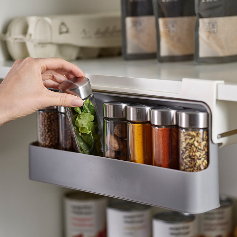 Seasoning Bottle Storage Rack Kitchen Box Hanging Spice Jar Rack Household Punch-free | Brodtica.com - Brodtica