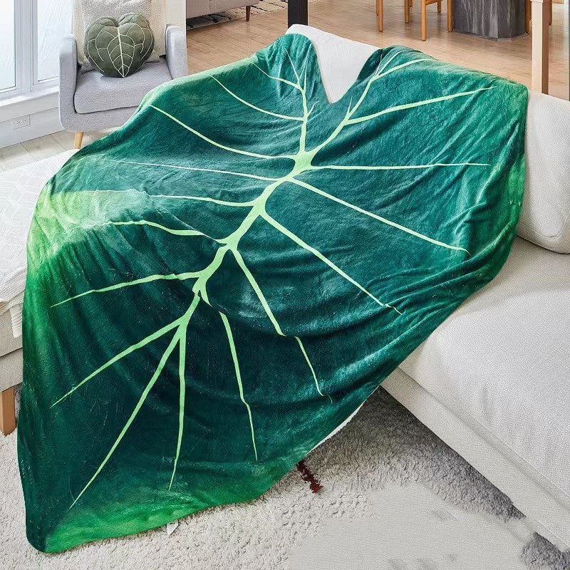 Super Soft Philodendron Gloriosum Printed Green Leaves Giant Blanket Fleece Cozy Leaf Blanket | Brodtica.com - Brodtica