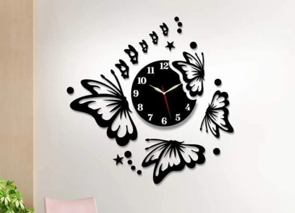 3D Butterfly Acrylic Wall Clock