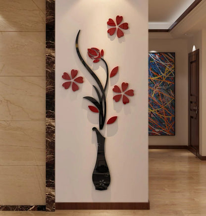 Acrylic 3D Plum Blossom Wall Vase Sticker
