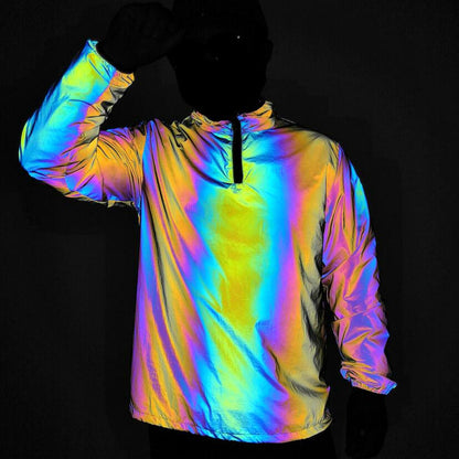 Rainbow Luminous Windbreaker Plus Size Jacket Reflective | Brodtica.com - Brodtica