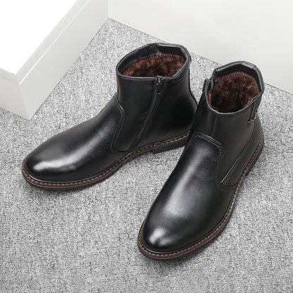 Retro Plush men's Leather Boots Winter Style | Brodtica.com - Brodtica