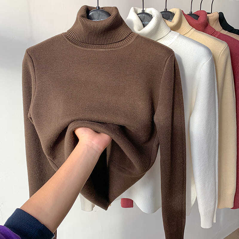 Turtle Neck Winter Sweater Women Elegant Thick Warm Female Knitted Pullover Loose Basic Knitwear | Brodtica.com - Brodtica