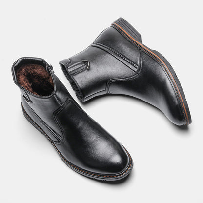 Retro Plush men's Leather Boots Winter Style | Brodtica.com - Brodtica