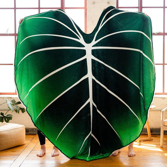 Super Soft Philodendron Gloriosum Printed Green Leaves Giant Blanket Fleece Cozy Leaf Blanket | Brodtica.com - Brodtica