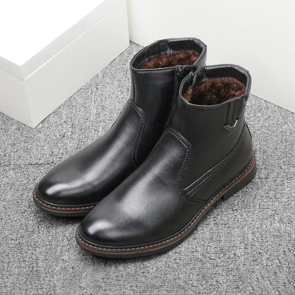 Retro Plush men's Leather Boots Winter Style | Brodtica.com - Brodtica