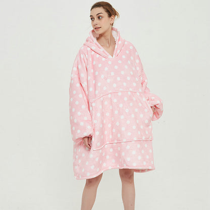 Oversized Wearable Blanket Hoodie Winter Cute Print Fleece Sleepwear Warm And Cozy Sofa Home wear | Brodtica.com - Brodtica