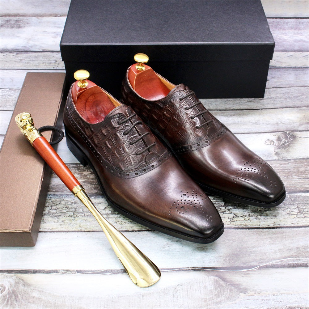 Men's Lace-up British Oxford Shoes Cowhide | Brodtica.com - Brodtica