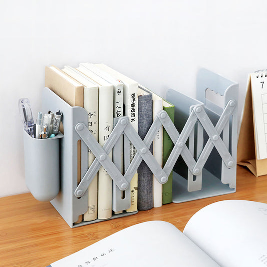 Retractable Bookends Shelves Book Support Stand Adjustable Bookshelf With Pen Holder Desk Organizer Office Accessories | Brodtica.com - Brodtica