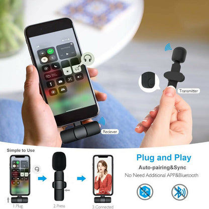 Lavalier Mini Microphone Wireless Audio Video Recording With Phone Wireless Handheld | Brodtica.com - Brodtica