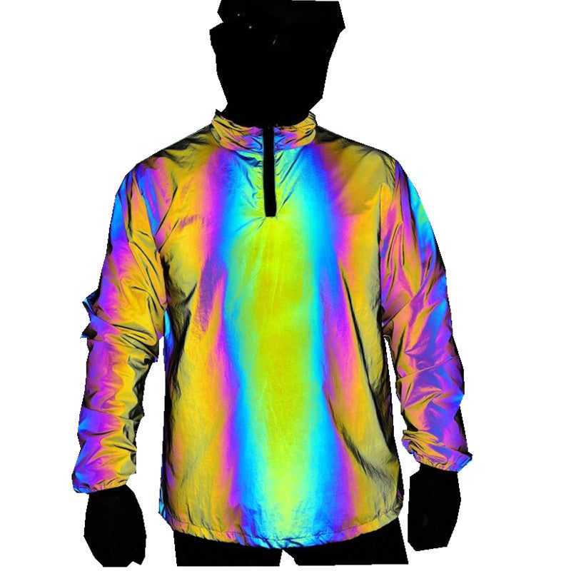 Rainbow Luminous Windbreaker Plus Size Jacket Reflective | Brodtica.com - Brodtica