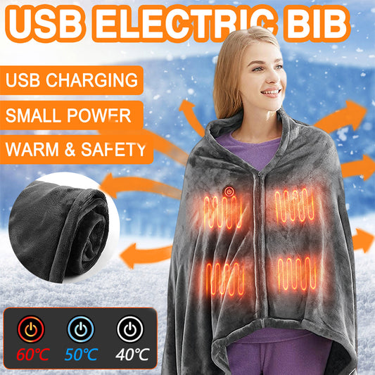 Winter Flannel Heated Blanket Cold Protection Body Warmer Usb Heated Warm Shawl Electric Heated Plush Blanket | Brodtica.com - Brodtica
